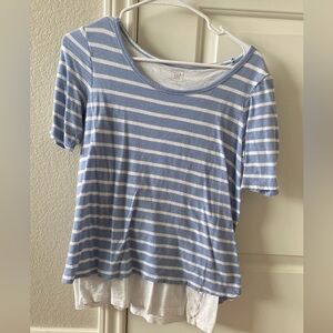 GAP Maternity/Nursing Blue and White Striped Tee